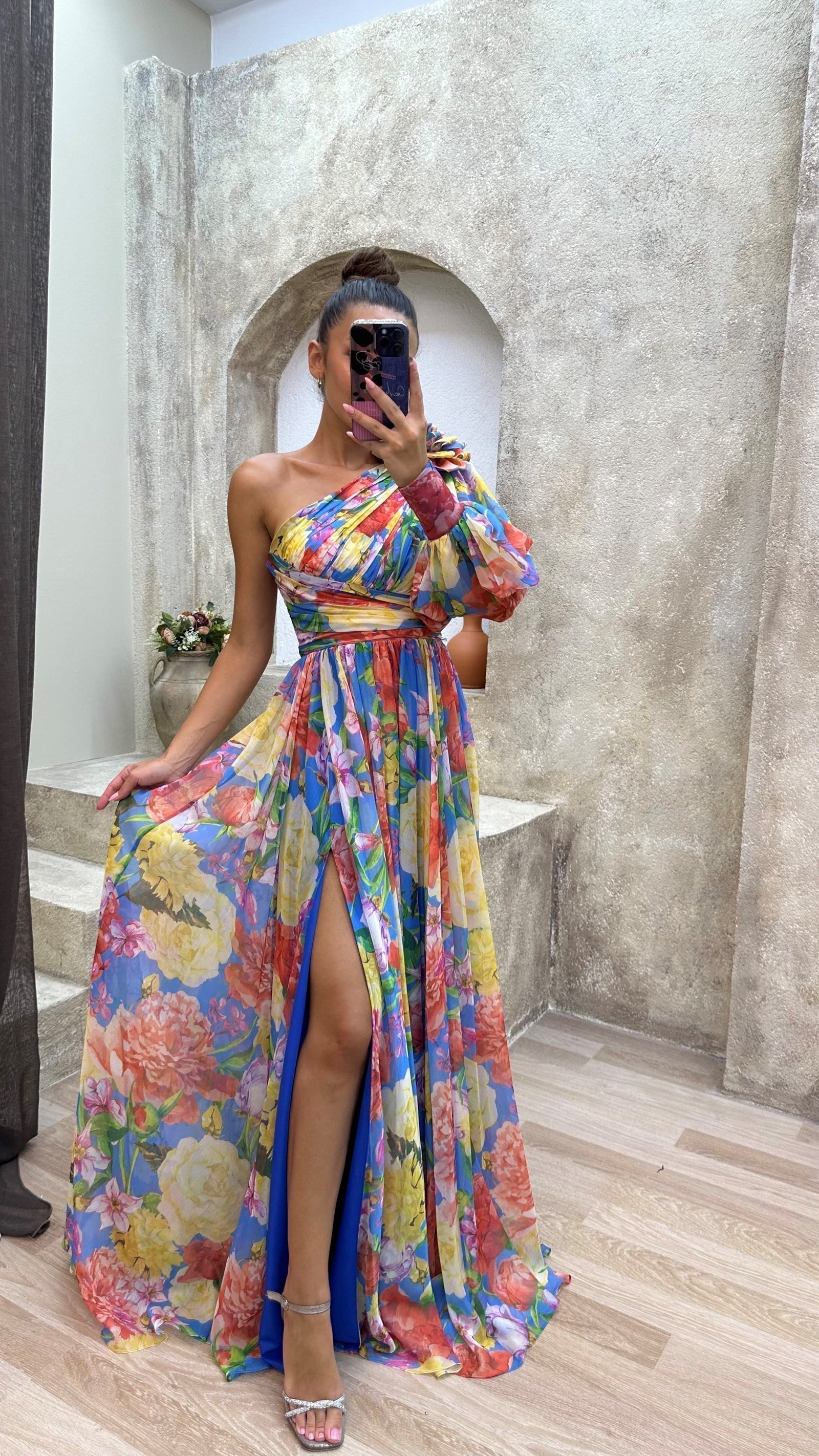 Millie | Abito lungo elegante da donna con spacco e motivo floreale