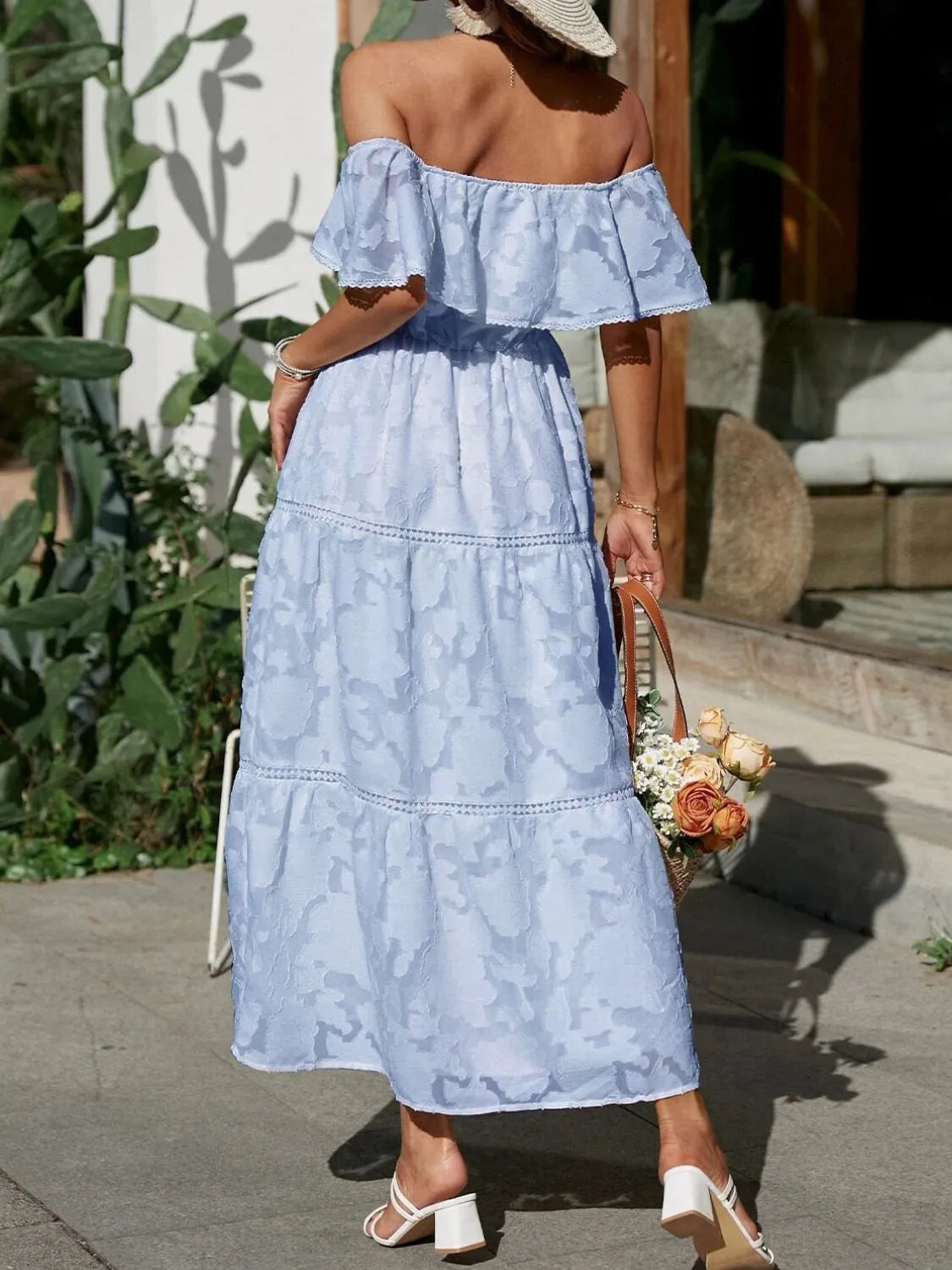 Morgan | Abito lungo a balze con spalle scoperte da donna per matrimoni