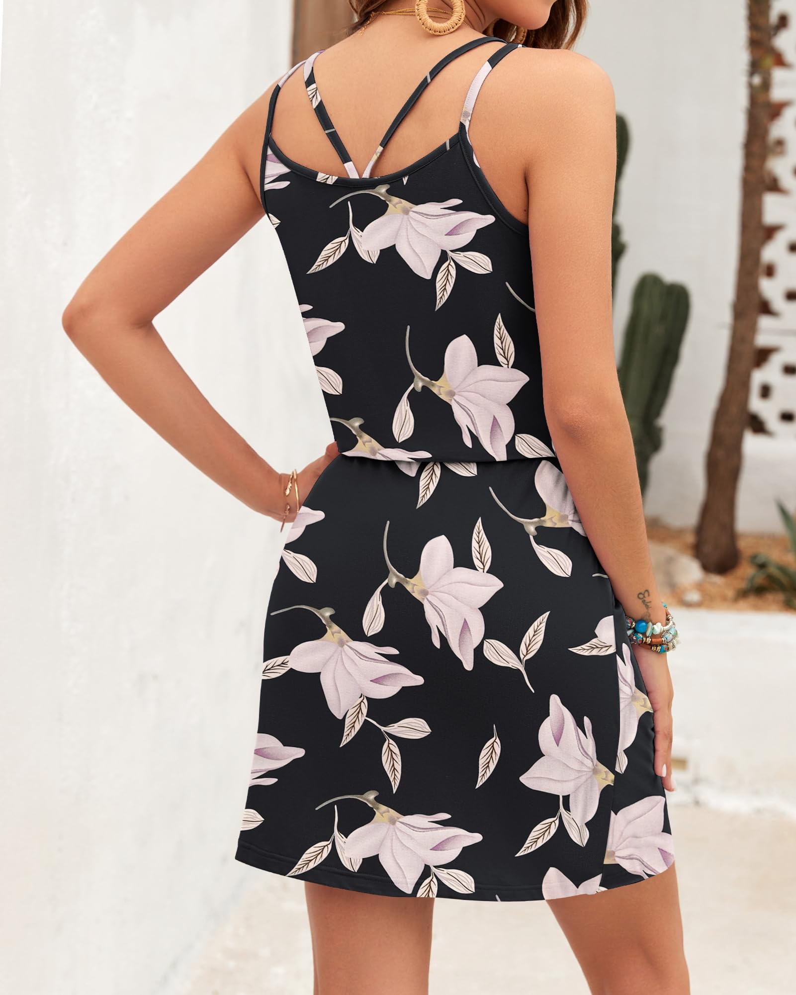 Vestito Donna Ursula – Scollo a V, Spalline Sottili, Taglio Mini e Vita Regolabile con Tasche Estate