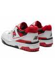 New Balance 550 Scarpe Uomo Bianche Rosse e Nere Stile Retro Basket