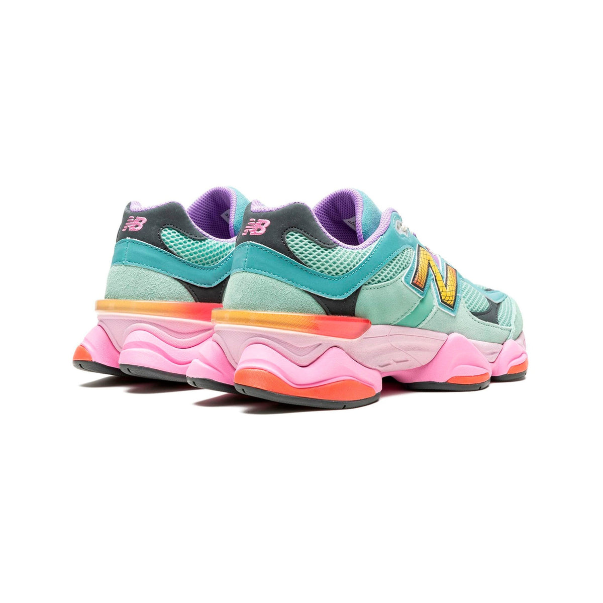 New Balance 9060 Scarpe Donna Verde Menta e Rosa Fluo in Mesh e Pelle