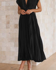 Nicole | Abito midi plissettato con scollo a V da donna per invitate a matrimoni