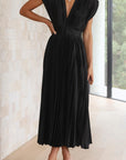 Nicole | Abito midi plissettato con scollo a V da donna per invitate a matrimoni