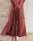 Nicole | Abito midi plissettato con scollo a V da donna per invitate a matrimoni
