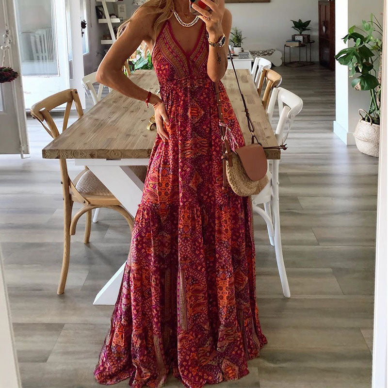 Dettaglio stile boho dell'abito lungo