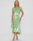 Olivia | Abito midi floreale da donna con spalle scoperte