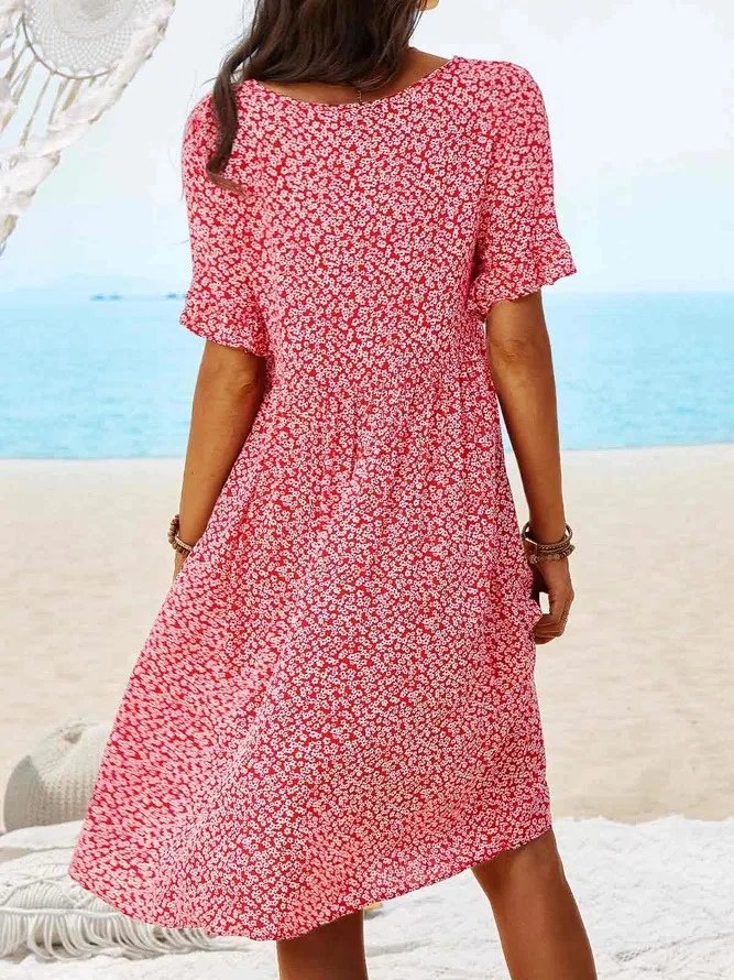 Olivia | Vestito corto da donna con stampa floreale e maniche svolazzanti