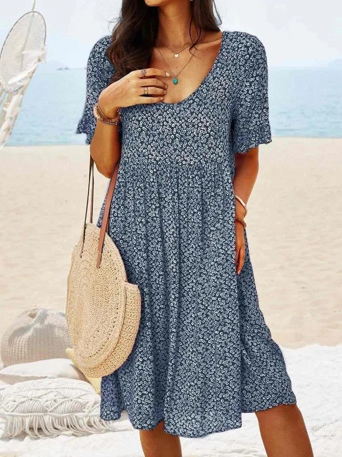 Olivia | Vestito corto da donna con stampa floreale e maniche svolazzanti