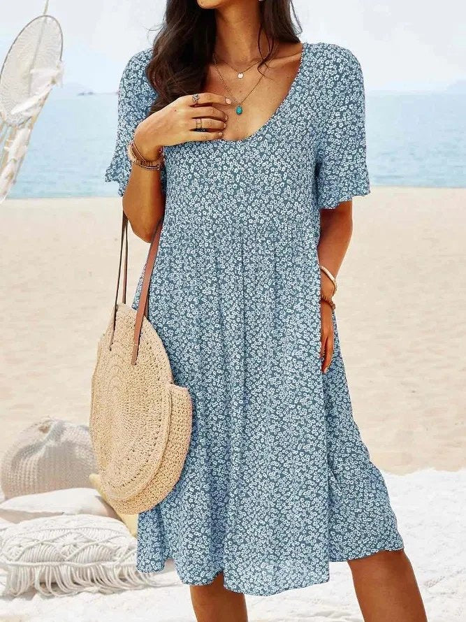Olivia | Vestito corto da donna con stampa floreale e maniche svolazzanti