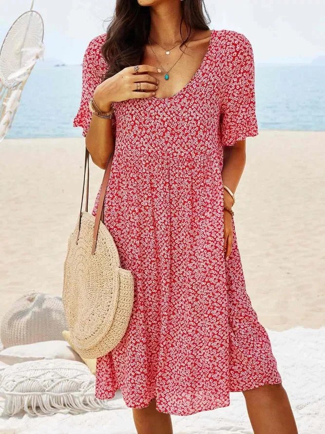 Olivia | Vestito corto da donna con stampa floreale e maniche svolazzanti