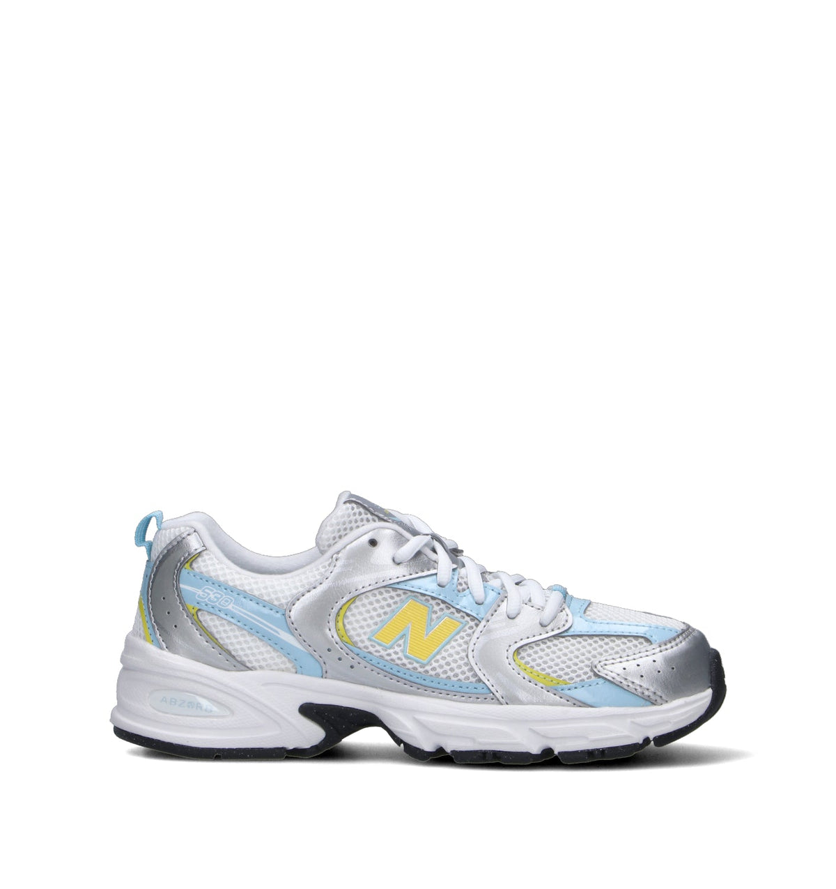 New Balance 530 sneakers bambini in argento metallizzato azzurro - vista laterale