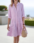 Penelope | Abito midi a righe da donna con bottoni