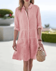 Penelope | Abito midi a righe da donna con bottoni
