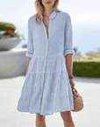 Penelope | Abito midi a righe da donna con bottoni