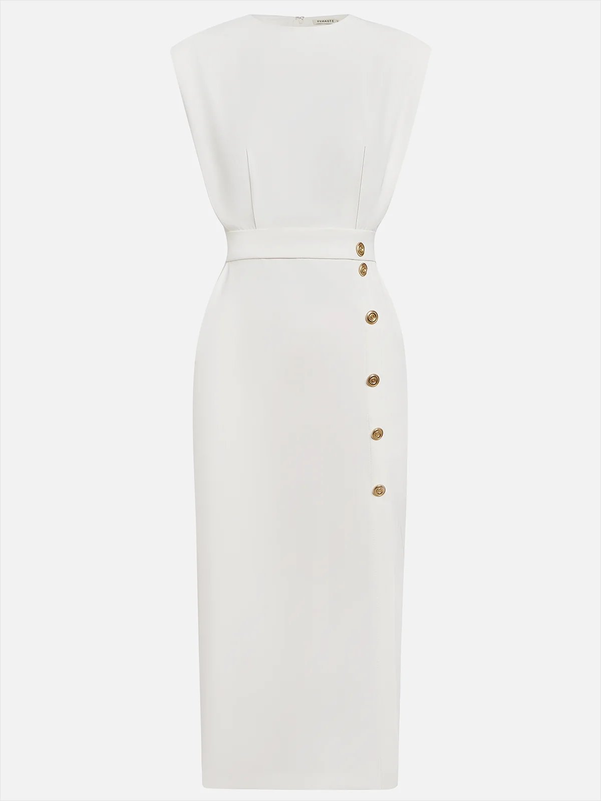 Phoebe | Vestito midi senza maniche da donna con bottoni