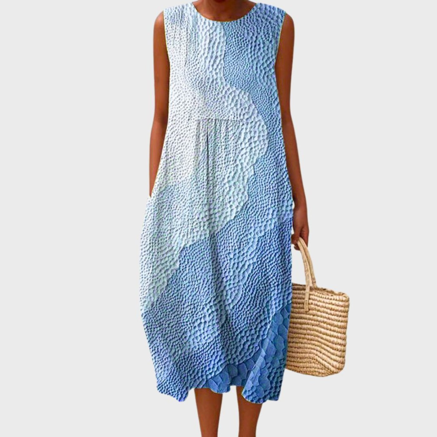 Phoebe | Vestito midi a balze senza maniche in lino a quadri da donna