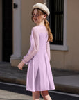 Vestito Aishi per Ragazza – Maniche Lunghe in Mesh, Taglio A-Line e Vita Alta con Tasche