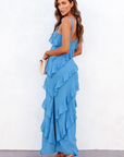 Abito lungo Ashtine - Abito estivo leggero con volant con gonna da pavimento e look da spiaggia