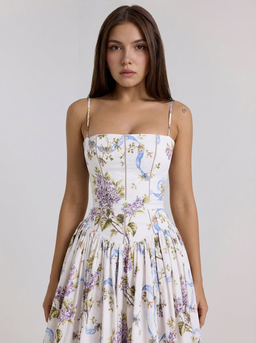 Rania | Abiti lunghi estivi a fiori a linea ad A da donna