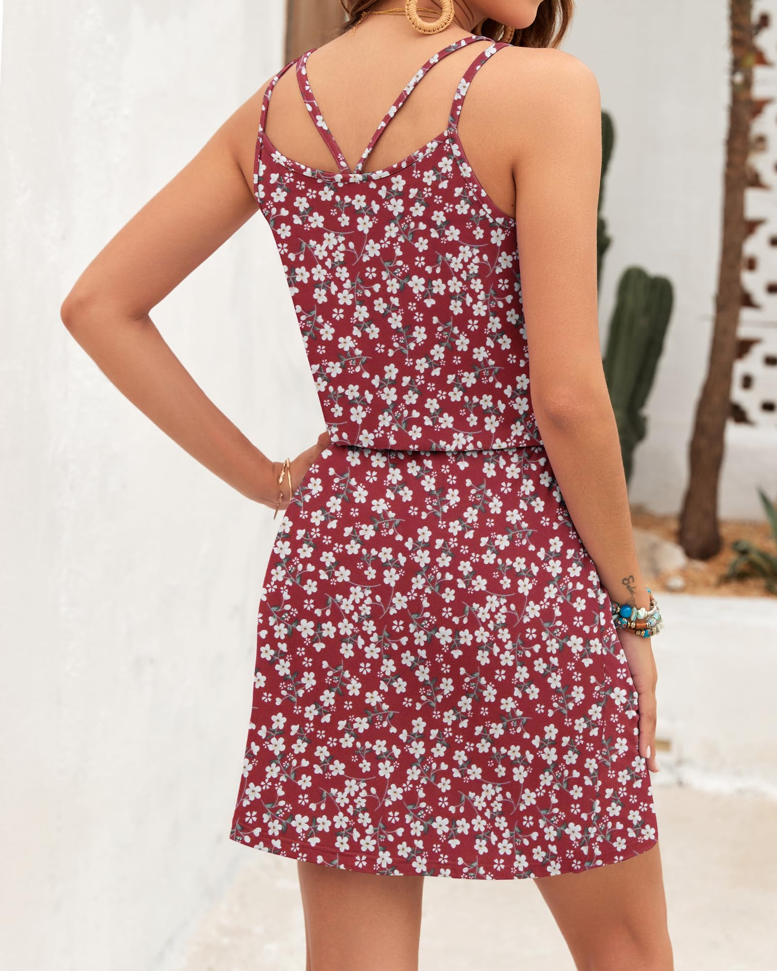 Vestito Donna Ursula – Scollo a V, Spalline Sottili, Taglio Mini e Vita Regolabile con Tasche Estate