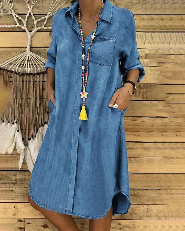 Morgane Women's Denim Shirt - Coppa lusinghiera e comfort leggero