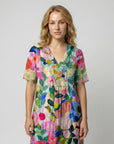 Rosie | Vestito midi da donna in lino floreale con scollo a V