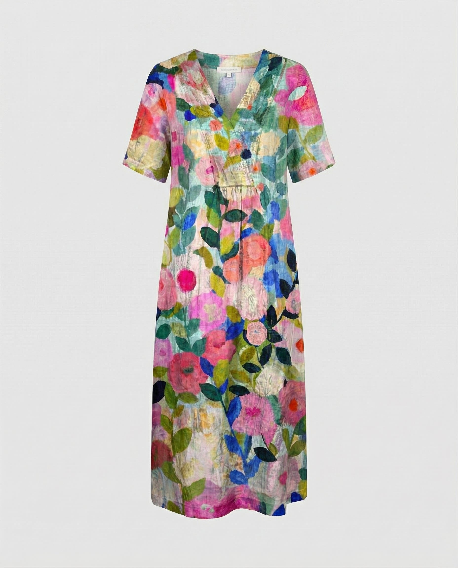 Rosie | Vestito midi da donna in lino floreale con scollo a V