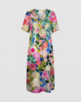 Rosie | Vestito midi da donna in lino floreale con scollo a V