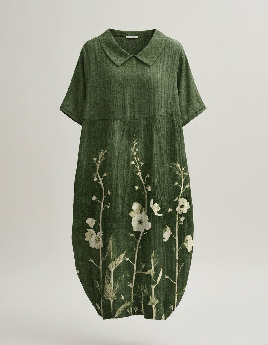 Rosie | Vestito midi da donna in lino floreale con scollo a V