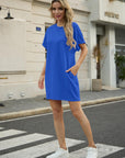 Vestito Lewina Donna – Girocollo Maniche Corte, Taglio A-Line Mini & Tasche Tinta Unita Estate