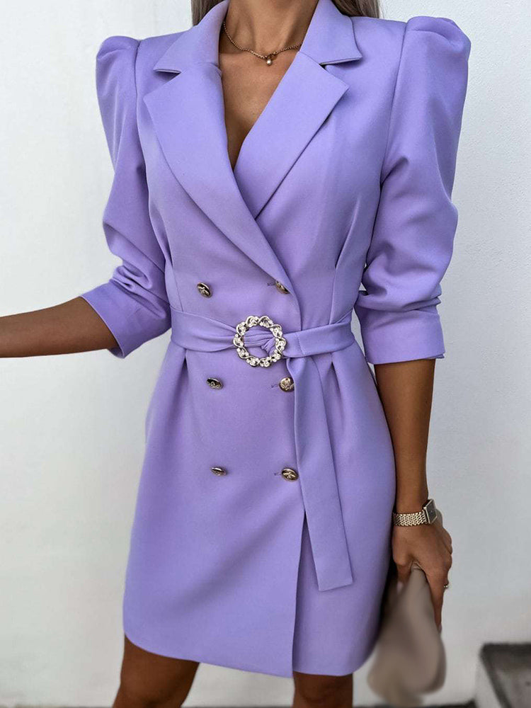 Abito blazer mini donna strutturato – doppio petto, con cintura, taglio aderente