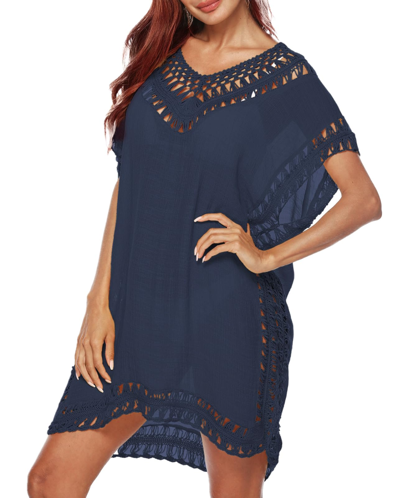 Meleden Vestito da Spiaggia Donna – Poncho Fluido con Scollo a V Copricostume Bikini Stile Bohemien
