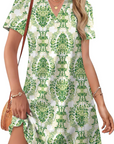 Abito Donna Estivo Sherry – Abito Midi Scollo a V Elegante, Taglio Fluido Bohemien per Vacanze e Matrimonio