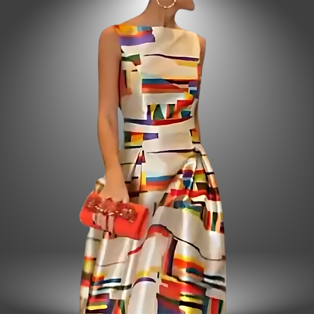 Sarah | Abito lungo colorblock alla moda da donna