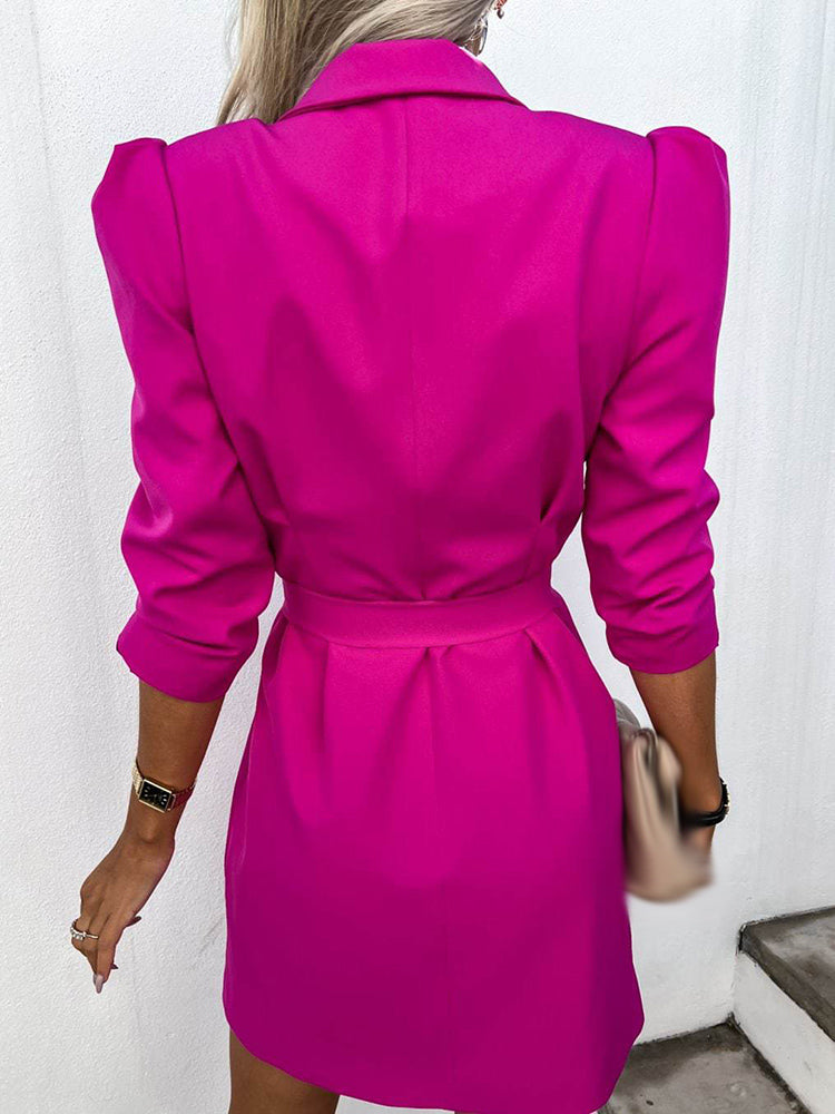 Abito blazer mini donna strutturato – doppio petto, con cintura, taglio aderente