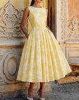 Scarlett | Abito midi a linea ad A senza maniche con stampa floreale da donna