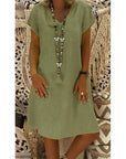 Scarlett | Vestito corto estivo da donna in lino con scollo a V e linea a trapezio