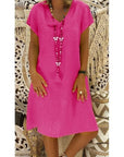 Scarlett | Vestito corto estivo da donna in lino con scollo a V e linea a trapezio