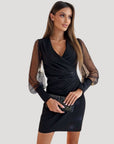 Scarlett | Vestito Mini da Donna con Maniche Trasparenti e Scollo a V