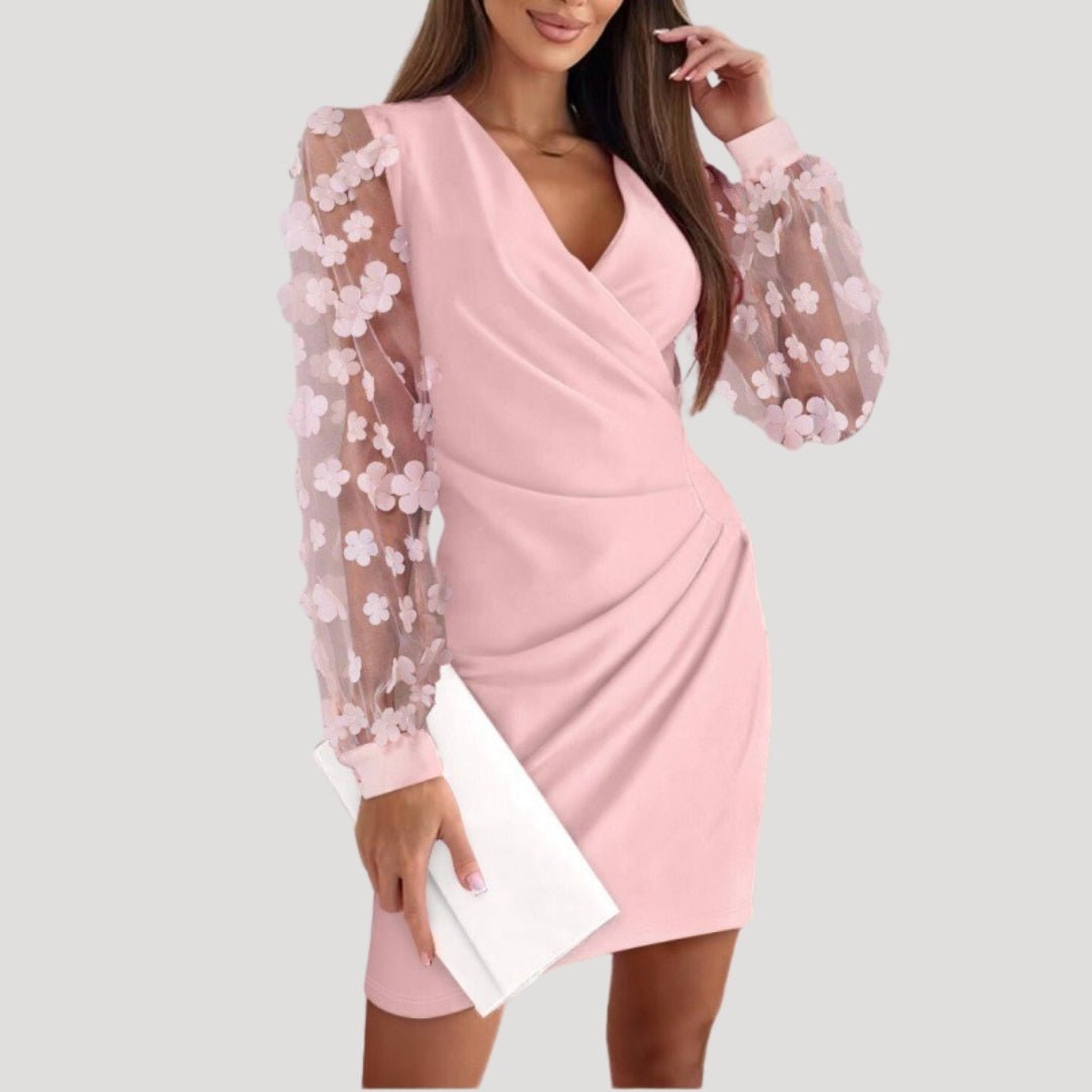 Scarlett | Vestito Mini da Donna con Maniche Trasparenti e Scollo a V