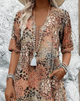Scarlett | Vestito midi estivo casual da donna con scollo a V e stampa animalier