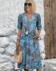Scarlett | Vestito midi estivo casual da donna con scollo a V e stampa animalier