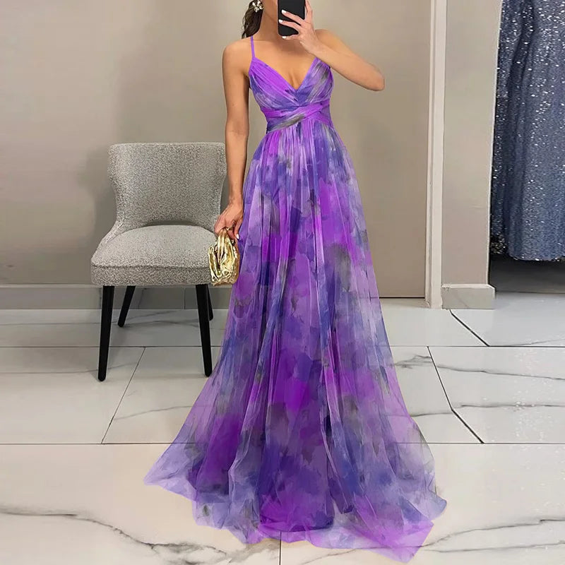 Abito lungo donna in tessuto leggero, floreale — vista 15