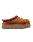 UGG Tazz Camel ciabatte platform donna in pelle scamosciata e montone cammello, vista laterale