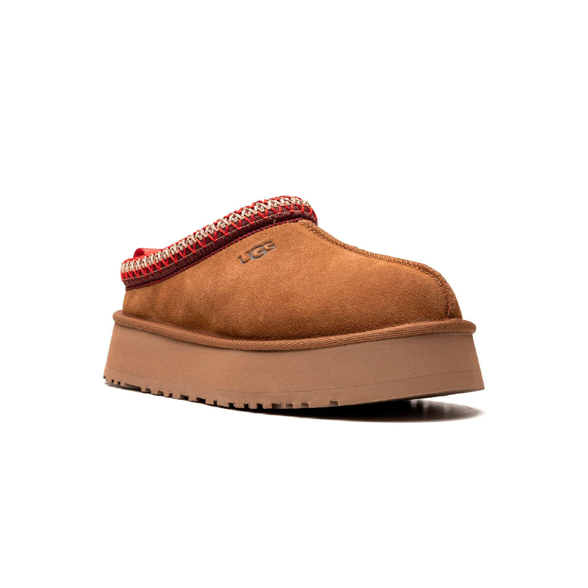 UGG Tazz Camel ciabatte platform donna in pelle scamosciata e montone cammello, vista frontale