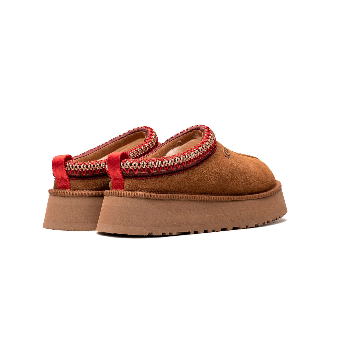 UGG Tazz Camel ciabatte platform donna in pelle scamosciata e montone cammello, dettaglio suola