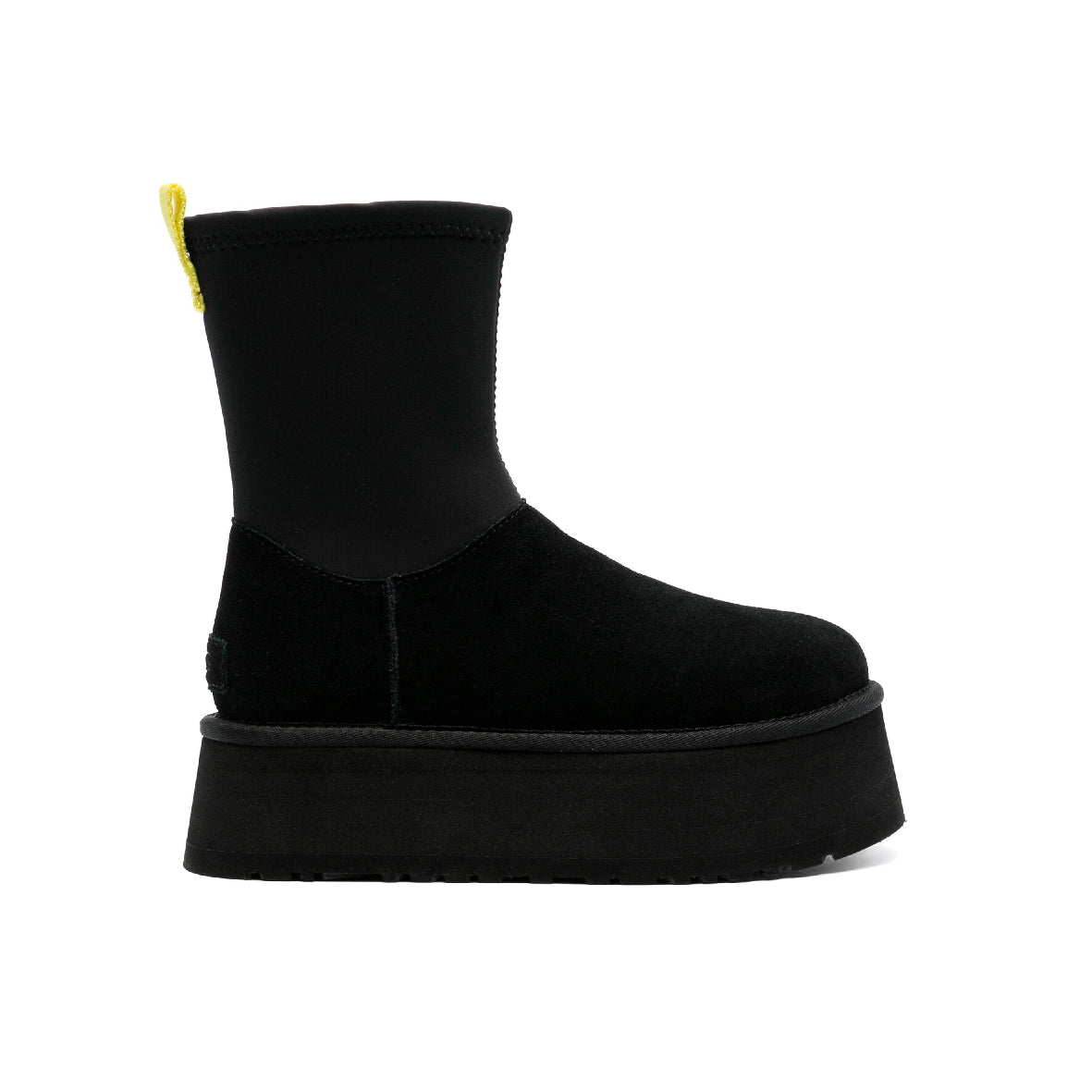 UGG Classic Dipper Boot Black stivaletti donna in pelle scamosciata e montone nero, vista laterale