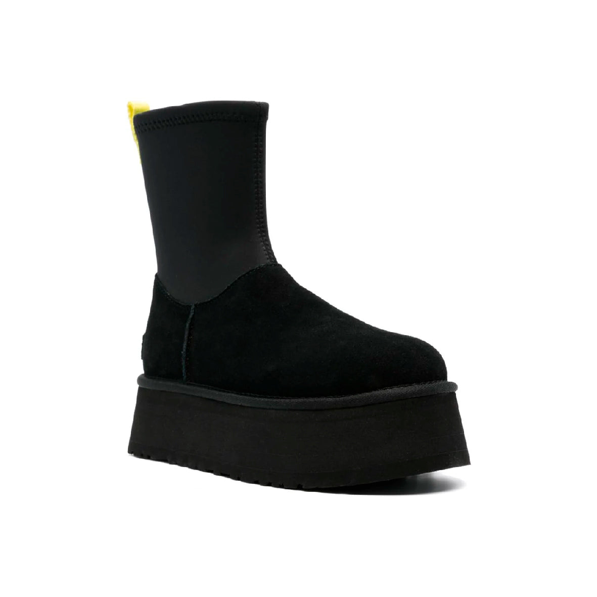 UGG Classic Dipper Boot Black stivaletti donna in pelle scamosciata e montone nero, vista frontale