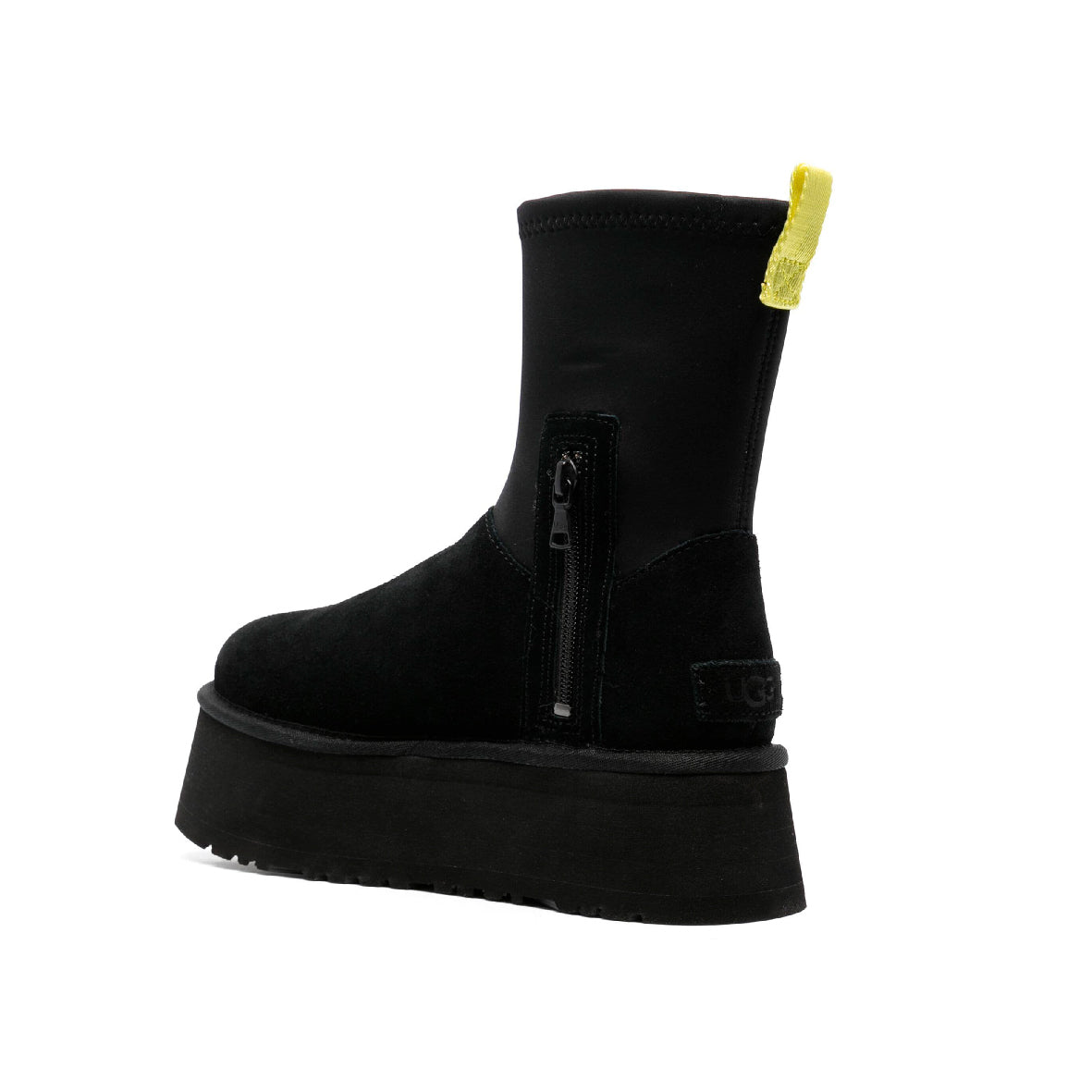 UGG Classic Dipper Boot Black stivaletti donna in pelle scamosciata e montone nero, dettaglio suola