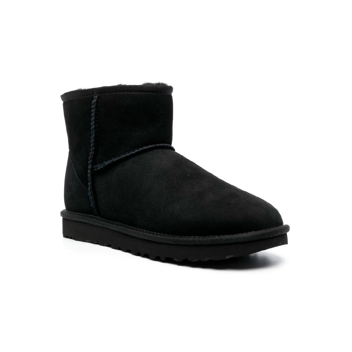 UGG Classic Black stivali donna in pelle scamosciata e montone nero, vista frontale